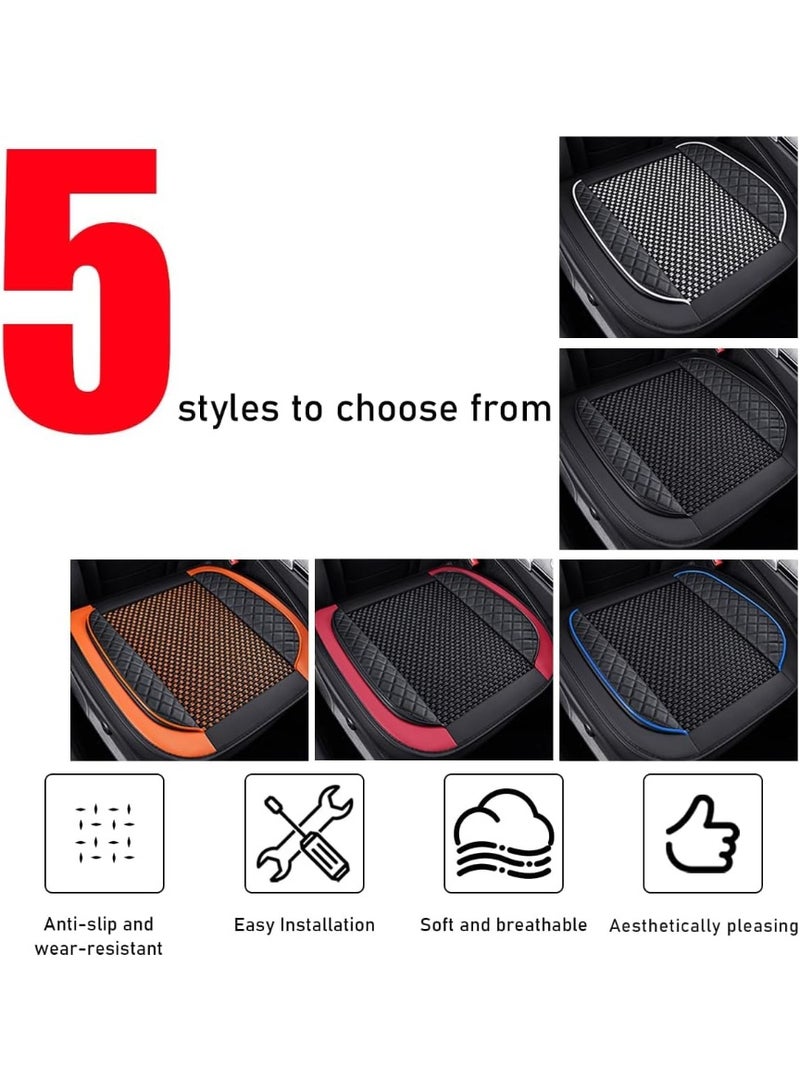 Arabest Car Seat Bottom Cover Pad, 24.4"21.7" Leather Vehicle Seat Protector Mat with Pocket, Auto Front Seat Button Cushion Pad, Universal Interior Decor Car Accessories (Knitting, Black+Orange) - Image 4